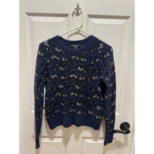 Athleta Hawthorn Textured Blue Sweater Wool Blend‎ Size XXS